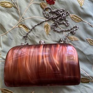 Vintage tortoise shell acrylic clutch purse 6.5” x 4.5”